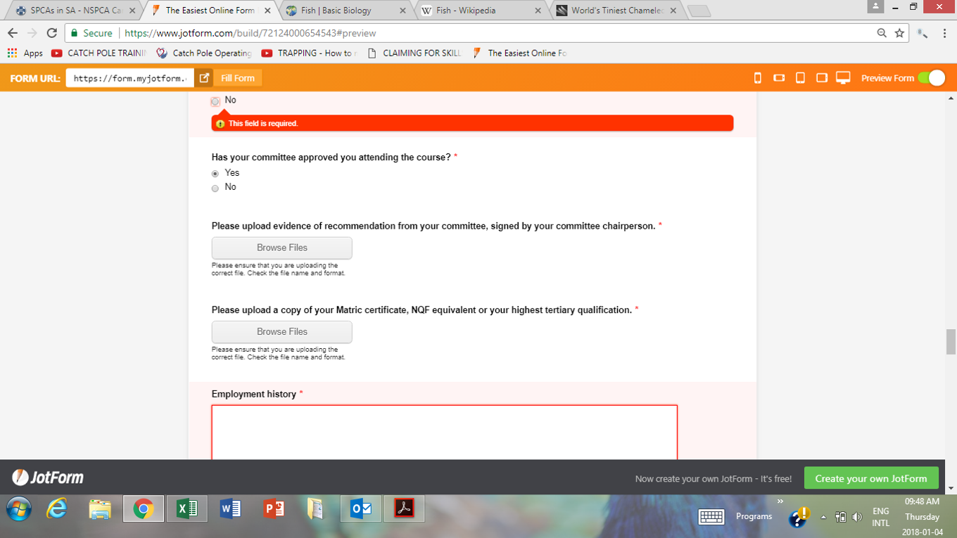 How can I set the file upload fields as required